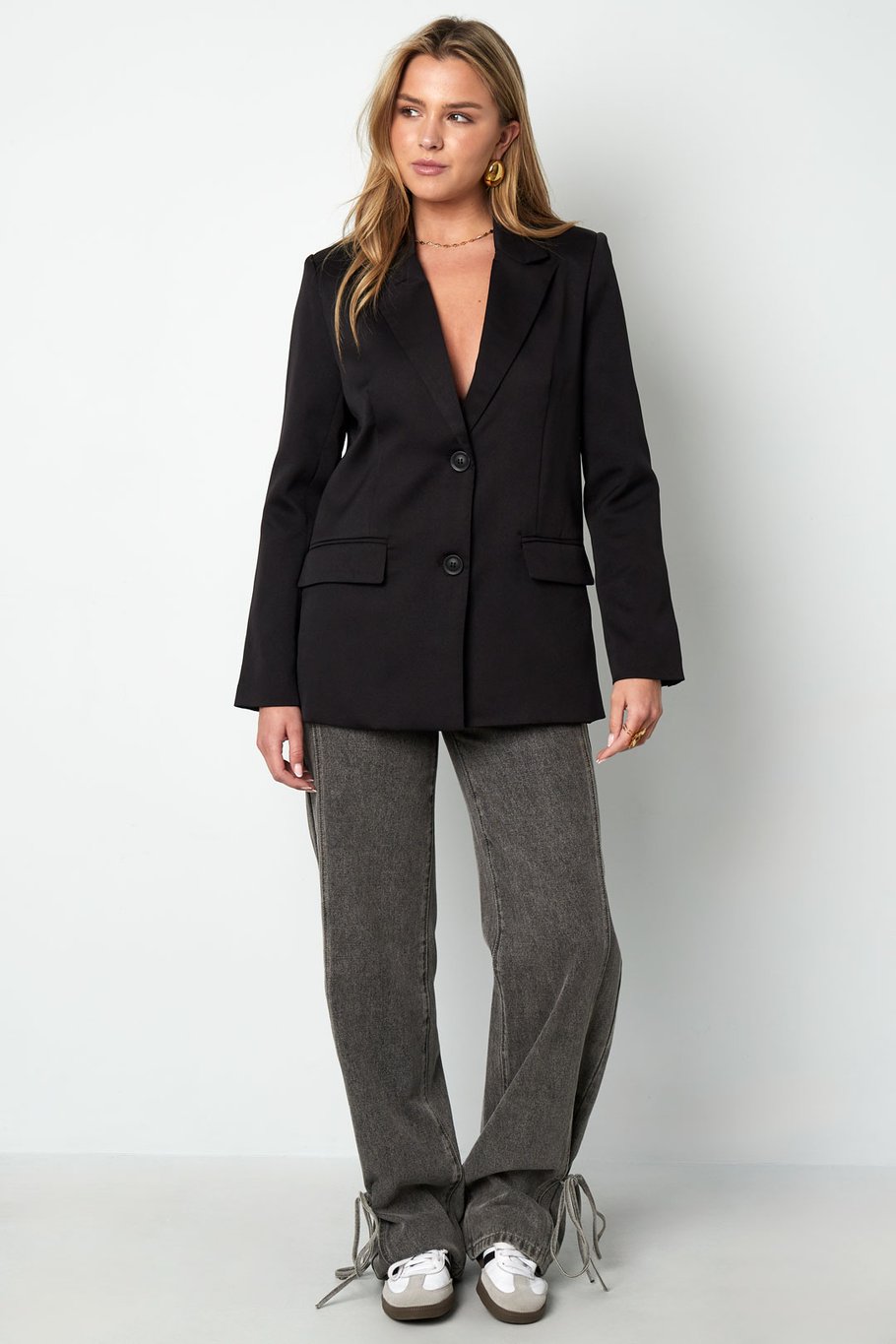 Blazer mit Schleife - Schwarz Bild6